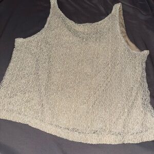 Ann Taylor Cream Sleeveless Crop Tank Top